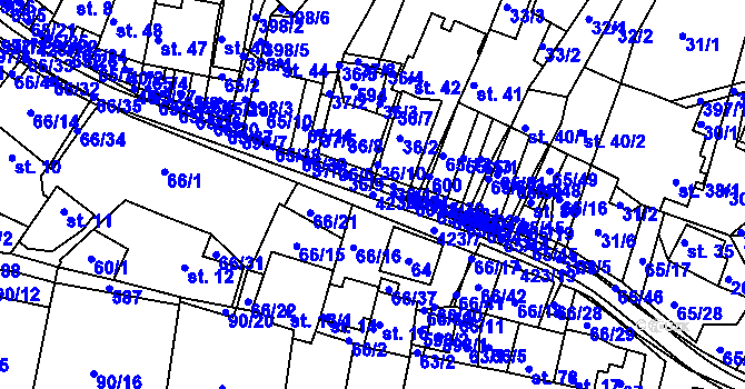 Parcela st. 423/1 v KÚ Trusnov, Katastrální mapa