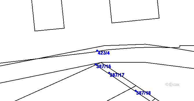 Parcela st. 423/4 v KÚ Trusnov, Katastrální mapa