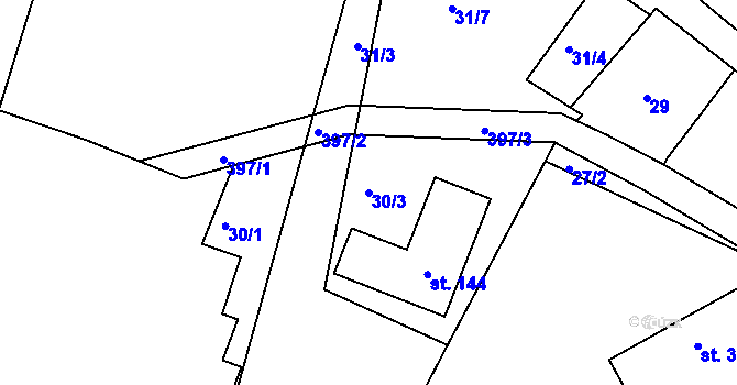 Parcela st. 30/3 v KÚ Trusnov, Katastrální mapa