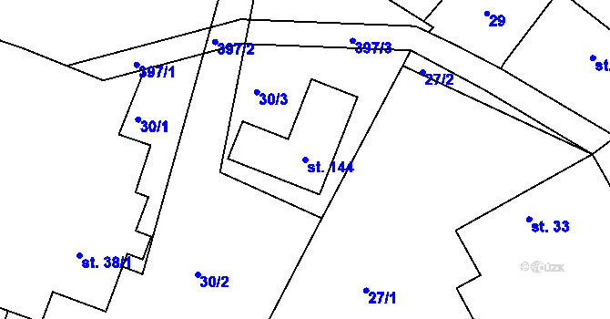 Parcela st. 144 v KÚ Trusnov, Katastrální mapa