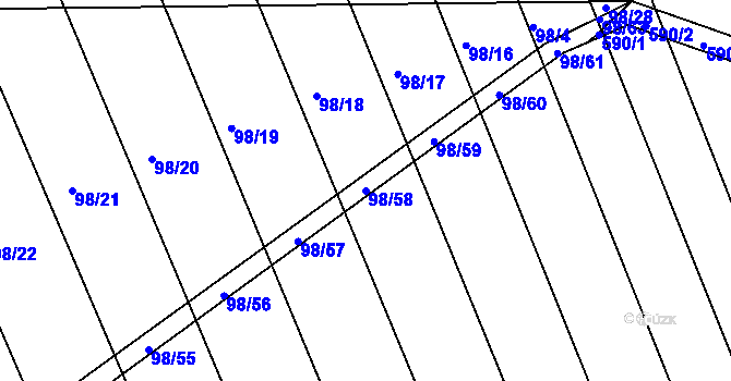 Parcela st. 98/58 v KÚ Trusnov, Katastrální mapa