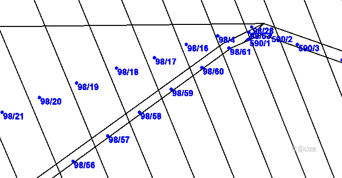Parcela st. 98/59 v KÚ Trusnov, Katastrální mapa