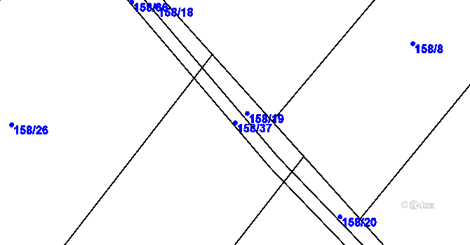 Parcela st. 158/37 v KÚ Trusnov, Katastrální mapa