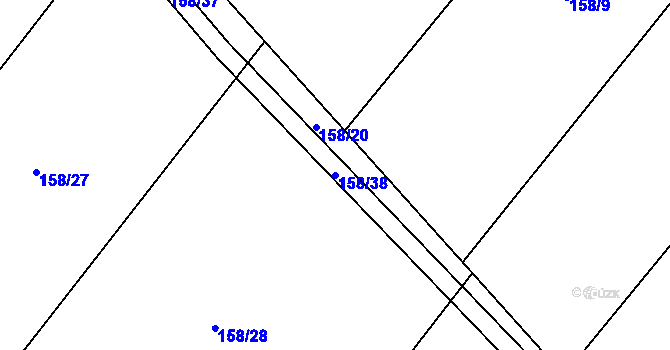 Parcela st. 158/38 v KÚ Trusnov, Katastrální mapa