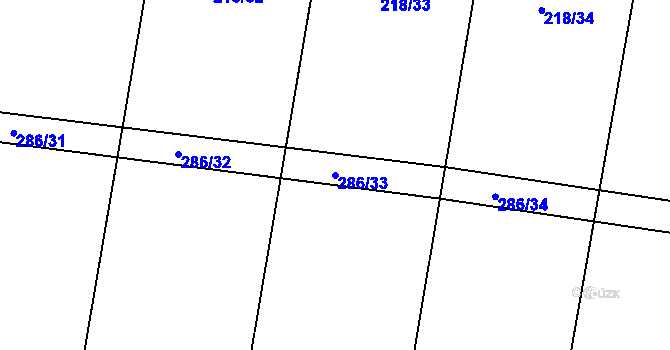 Parcela st. 286/33 v KÚ Trusnov, Katastrální mapa