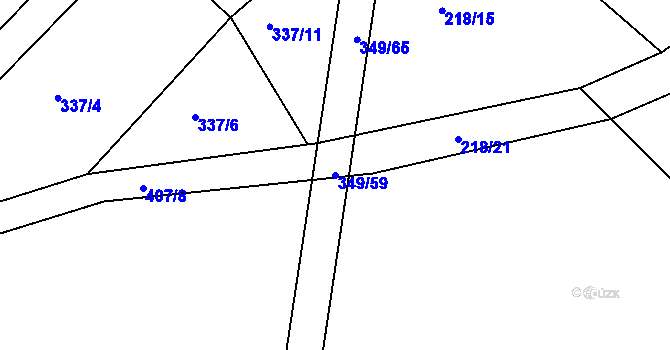 Parcela st. 349/59 v KÚ Trusnov, Katastrální mapa