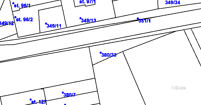 Parcela st. 380/33 v KÚ Trusnov, Katastrální mapa