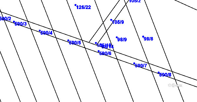 Parcela st. 590/6 v KÚ Trusnov, Katastrální mapa