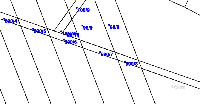 Parcela st. 590/7 v KÚ Trusnov, Katastrální mapa