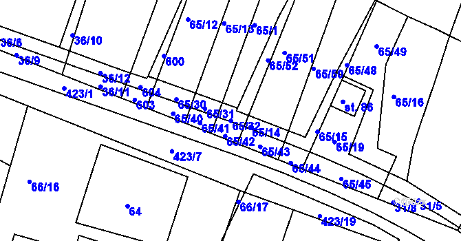 Parcela st. 65/32 v KÚ Trusnov, Katastrální mapa