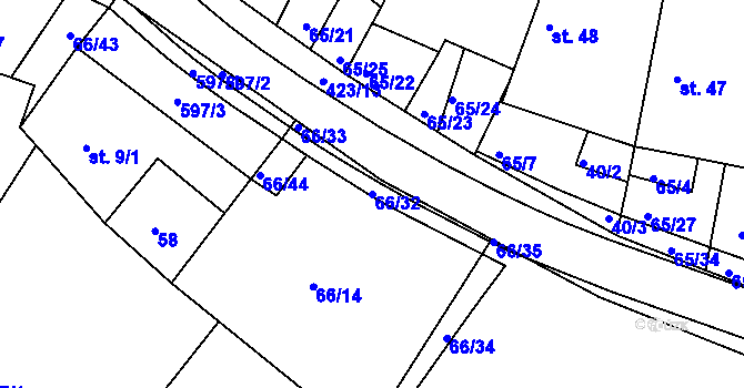 Parcela st. 66/32 v KÚ Trusnov, Katastrální mapa