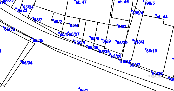 Parcela st. 65/35 v KÚ Trusnov, Katastrální mapa