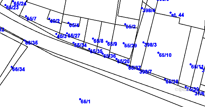 Parcela st. 65/36 v KÚ Trusnov, Katastrální mapa