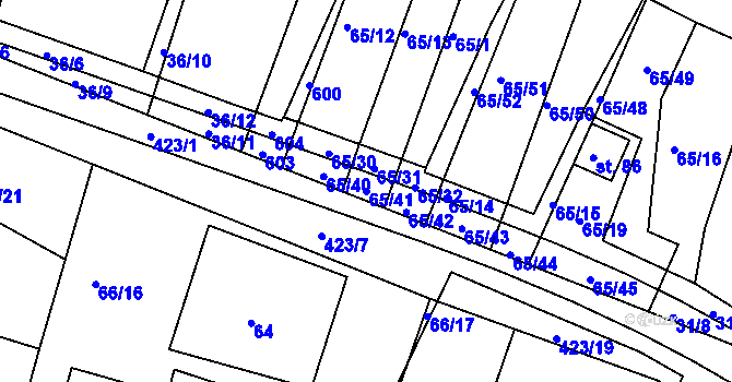 Parcela st. 65/41 v KÚ Trusnov, Katastrální mapa