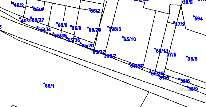 Parcela st. 398/7 v KÚ Trusnov, Katastrální mapa