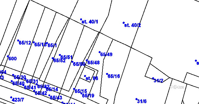 Parcela st. 65/49 v KÚ Trusnov, Katastrální mapa