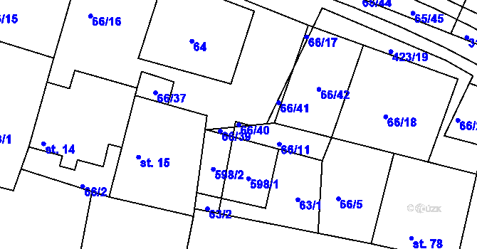 Parcela st. 66/40 v KÚ Trusnov, Katastrální mapa