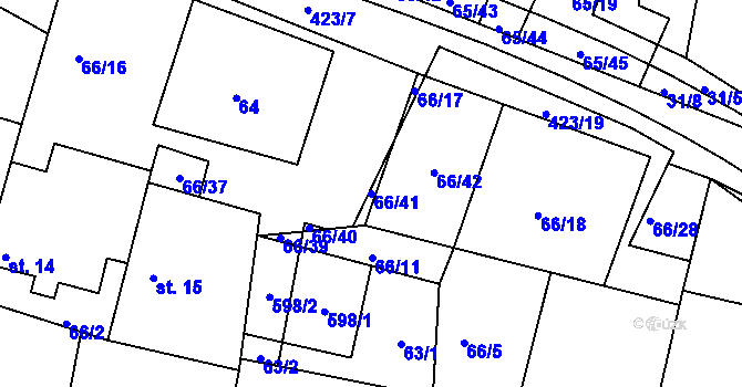 Parcela st. 66/41 v KÚ Trusnov, Katastrální mapa