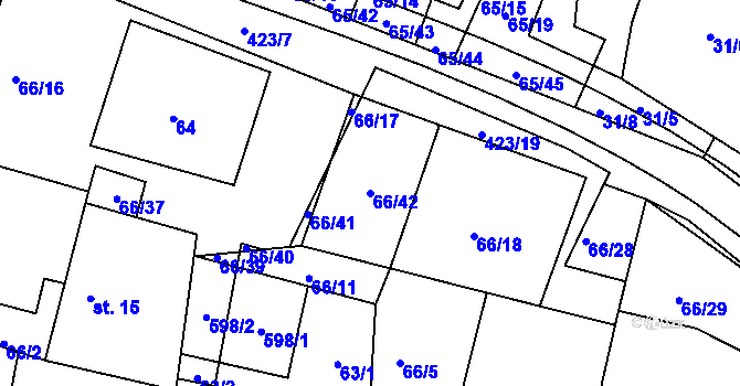 Parcela st. 66/42 v KÚ Trusnov, Katastrální mapa