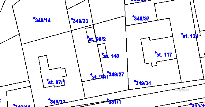 Parcela st. 148 v KÚ Trusnov, Katastrální mapa