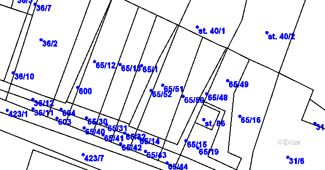 Parcela st. 65/51 v KÚ Trusnov, Katastrální mapa