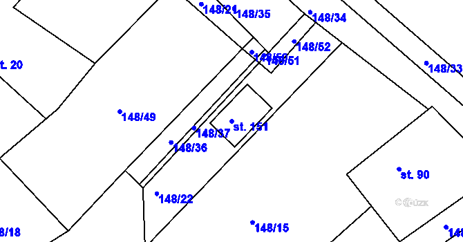 Parcela st. 151 v KÚ Trusnov, Katastrální mapa