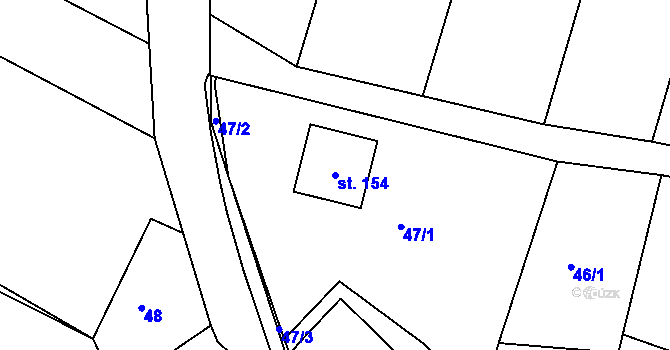 Parcela st. 154 v KÚ Trusnov, Katastrální mapa