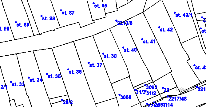 Parcela st. 38 v KÚ Trutnov, Katastrální mapa