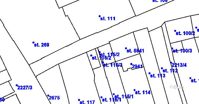 Parcela st. 115/2 v KÚ Trutnov, Katastrální mapa