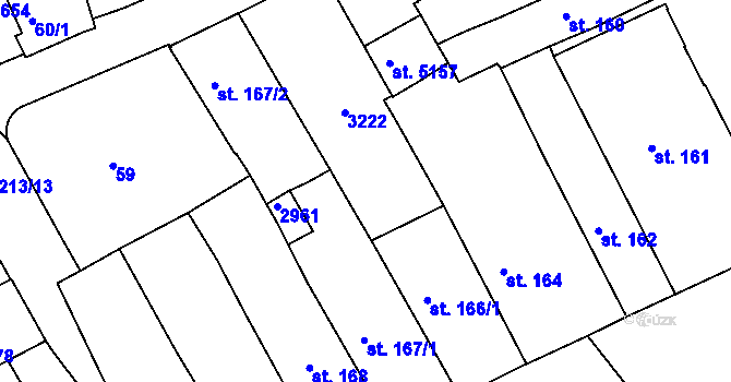 Parcela st. 166/2 v KÚ Trutnov, Katastrální mapa