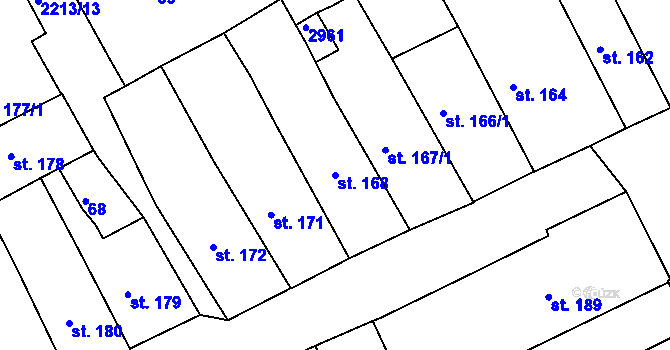 Parcela st. 168 v KÚ Trutnov, Katastrální mapa