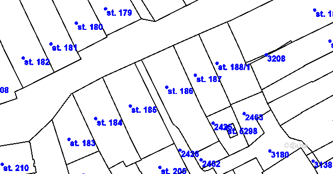 Parcela st. 186 v KÚ Trutnov, Katastrální mapa