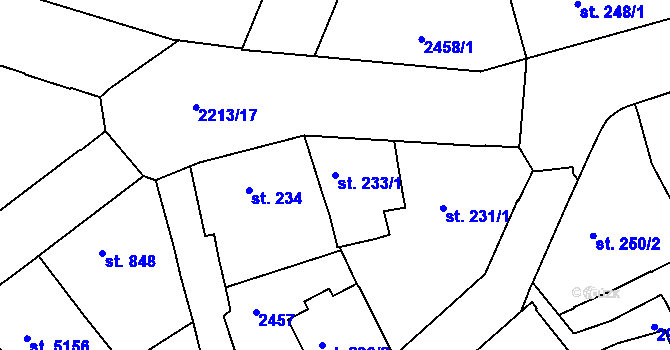 Parcela st. 233/1 v KÚ Trutnov, Katastrální mapa