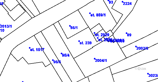 Parcela st. 239 v KÚ Trutnov, Katastrální mapa