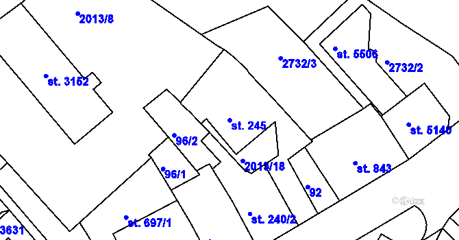Parcela st. 245 v KÚ Trutnov, Katastrální mapa