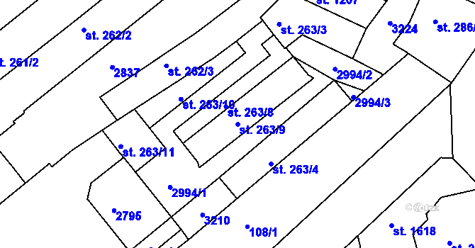 Parcela st. 263/9 v KÚ Trutnov, Katastrální mapa