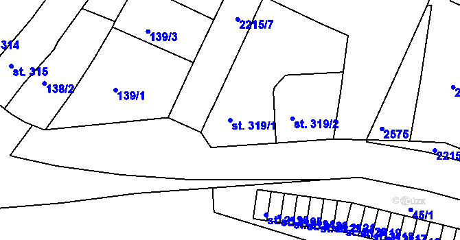 Parcela st. 319/1 v KÚ Trutnov, Katastrální mapa