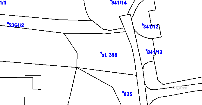 Parcela st. 358 v KÚ Trutnov, Katastrální mapa