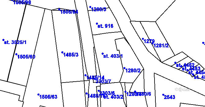 Parcela st. 403/1 v KÚ Trutnov, Katastrální mapa