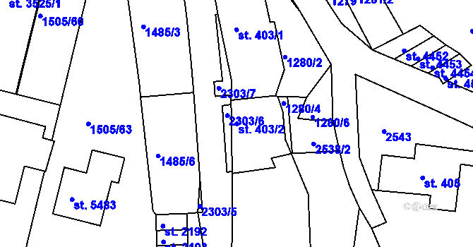 Parcela st. 403/2 v KÚ Trutnov, Katastrální mapa