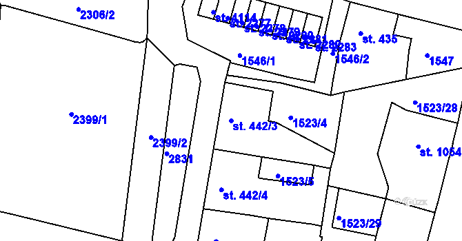 Parcela st. 442/3 v KÚ Trutnov, Katastrální mapa