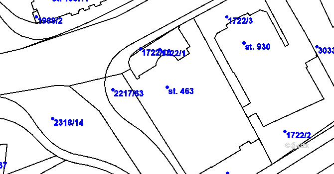 Parcela st. 463 v KÚ Trutnov, Katastrální mapa