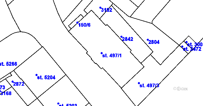 Parcela st. 497/1 v KÚ Trutnov, Katastrální mapa