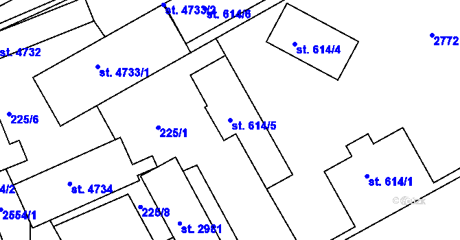 Parcela st. 614/5 v KÚ Trutnov, Katastrální mapa