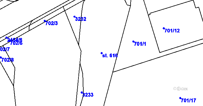 Parcela st. 616 v KÚ Trutnov, Katastrální mapa