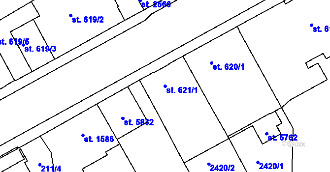 Parcela st. 621/1 v KÚ Trutnov, Katastrální mapa