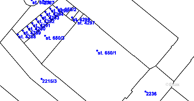Parcela st. 650/1 v KÚ Trutnov, Katastrální mapa