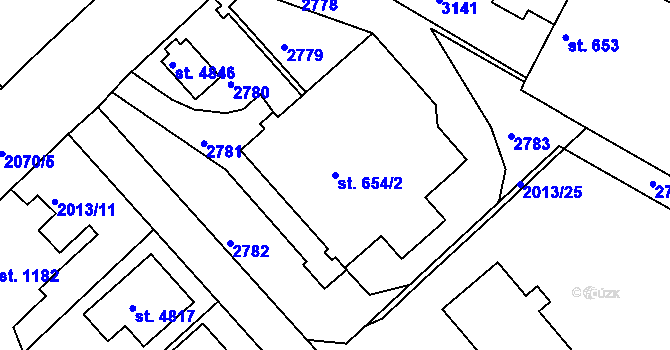Parcela st. 654/2 v KÚ Trutnov, Katastrální mapa