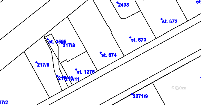 Parcela st. 674 v KÚ Trutnov, Katastrální mapa