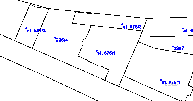 Parcela st. 676/1 v KÚ Trutnov, Katastrální mapa